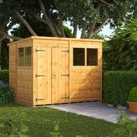 Powersheds Double Door Pent Shiplap Dip Treated Shed - 8 x 6ft