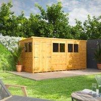 Powersheds Double Door Pent Shiplap Dip Treated Shed - 14 x 6ft