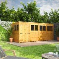 Powersheds Double Door Pent Shiplap Dip Treated Shed - 16 x 6ft