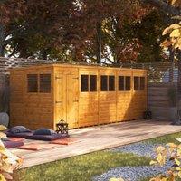 Powersheds Double Door Pent Shiplap Dip Treated Shed - 20 x 6ft