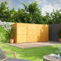 Powersheds Double Door Pent Shiplap Dip Treated Windowless Shed - 14 x 4ft