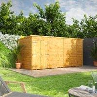 Powersheds Double Door Pent Shiplap Dip Treated Windowless Shed - 14 x 6ft