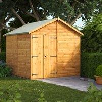 Powersheds Double Door Apex Shiplap Dip Treated Windowless Shed - 8 x 8ft