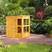 Powersheds Double Door Pent Shiplap Dip Treated Potting Shed - 4 x 6ft