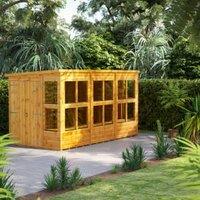 Powersheds Double Door Pent Shiplap Dip Treated Potting Shed - 12 x 6ft