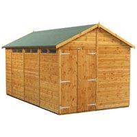 Powersheds Double Door Apex Shiplap Dip Treated Security Shed - 14 x 8ft