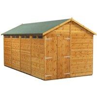Powersheds Double Door Apex Shiplap Dip Treated Security Shed - 16 x 8ft