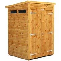 Powersheds Double Door Pent Shiplap Dip Treated Security Shed - 4 x 4ft