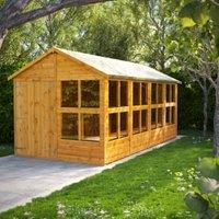 Powersheds Double Door Apex Shiplap Dip Treated Potting Shed - 16 x 8ft