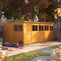 Powersheds Double Door Pent Shiplap Dip Treated Shed - 20 x 8ft