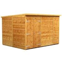Powersheds Double Door Pent Shiplap Dip Treated Windowless Shed - 10 x 8ft