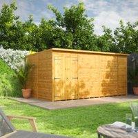 Powersheds Double Door Pent Shiplap Dip Treated Windowless Shed - 14 x 8ft