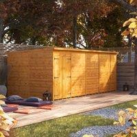 Powersheds Double Door Pent Shiplap Dip Treated Windowless Shed - 18 x 8ft