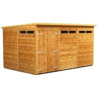Powersheds Double Door Pent Shiplap Dip Treated Security Shed - 12 x 8ft