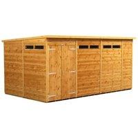 Powersheds Double Door Pent Shiplap Dip Treated Security Shed - 14 x 8ft