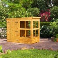 Powersheds Double Door Pent Shiplap Dip Treated Potting Shed - 4 x 8ft