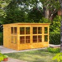 Powersheds Double Door Pent Shiplap Dip Treated Potting Shed - 10 x 8ft