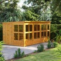 Powersheds Double Door Pent Shiplap Dip Treated Potting Shed - 14 x 8ft