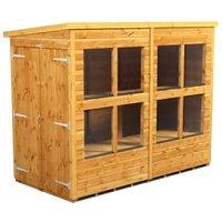 Powersheds Double Door Pent Shiplap Dip Treated Potting Shed - 8 x 4ft