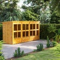Powersheds Double Door Pent Shiplap Dip Treated Potting Shed - 14 x 4ft