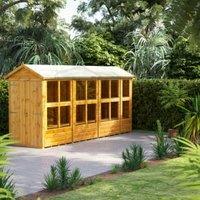 Powersheds Double Door Apex Shiplap Dip Treated Potting Shed - 14 x 4ft