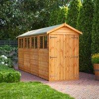 Powersheds Double Door Apex Overlap Dip Treated Shed - 16 x 4ft