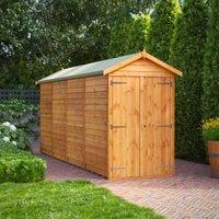 Powersheds Double Door Apex Overlap Dip Treated Windowless Shed - 16 x 4ft