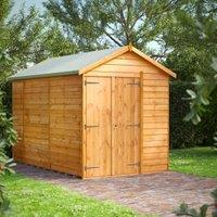 Powersheds Double Door Apex Overlap Dip Treated Windowless Shed - 10 x 6ft