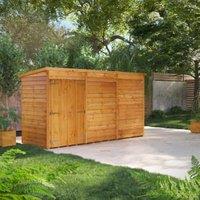 Powersheds Double Door Pent Overlap Dip Treated Windowless Shed - 12 x 4ft