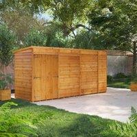 Powersheds Double Door Pent Overlap Dip Treated Windowless Shed - 14 x 4ft