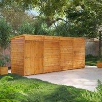 Powersheds Double Door Pent Overlap Dip Treated Windowless Shed - 16 x 4ft