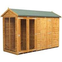 Powersheds Apex Shiplap Dip Treated Summerhouse including 6ft Side Store - 10 x 4ft