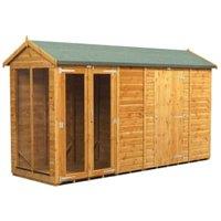 Powersheds Apex Shiplap Dip Treated Summerhouse including 6ft Side Store - 12 x 4ft
