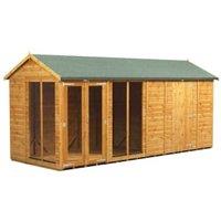 Powersheds Apex Shiplap Dip Treated Summerhouse including 6ft Side Store - 16 x 6ft