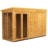 Powersheds Pent Shiplap Dip Treated Summerhouse including 4ft Side Store - 10 x 4ft