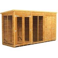 Powersheds Pent Shiplap Dip Treated Summerhouse including 4ft Side Store - 12 x 4ft