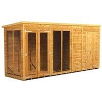 Powersheds Pent Shiplap Dip Treated Summerhouse including 4ft Side Store - 14 x 4ft