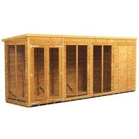 Powersheds Pent Shiplap Dip Treated Summerhouse including 4ft Side Store - 16 x 4ft