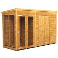 Powersheds Pent Shiplap Dip Treated Summerhouse including 6ft Side Store - 10 x 4ft