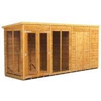 Powersheds Pent Shiplap Dip Treated Summerhouse including 6ft Side Store - 14 x 4ft