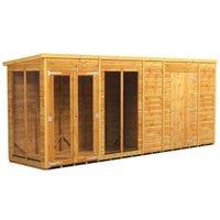 Powersheds Pent Shiplap Dip Treated Summerhouse including 6ft Side Store - 16 x 4ft