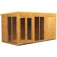 Powersheds Pent Shiplap Dip Treated Summerhouse including 4ft Side Store - 12 x 6ft
