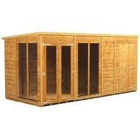 Powersheds Pent Shiplap Dip Treated Summerhouse including 4ft Side Store - 14 x 6ft