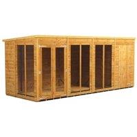 Powersheds Pent Shiplap Dip Treated Summerhouse including 4ft Side Store - 16 x 6ft