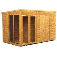 Powersheds Pent Shiplap Dip Treated Summerhouse including 6ft Side Store - 10 x 6ft