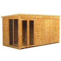 Powersheds Pent Shiplap Dip Treated Summerhouse including 6ft Side Store - 12 x 6ft
