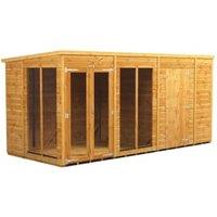 Powersheds Pent Shiplap Dip Treated Summerhouse including 6ft Side Store - 14 x 6ft