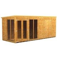 Powersheds Pent Shiplap Dip Treated Summerhouse including 6ft Side Store - 16 x 6ft