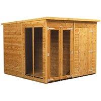 Powersheds Pent Shiplap Dip Treated Summerhouse including 4ft Side Store - 8 x 8ft