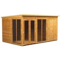 Powersheds Pent Shiplap Dip Treated Summerhouse including 4ft Side Store - 12 x 8ft